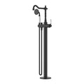 Tapware Modern National Bordeaux Freestanding Bath Mixer Colour: Electroplated Matte Black Style: With Handshower Place & Palette