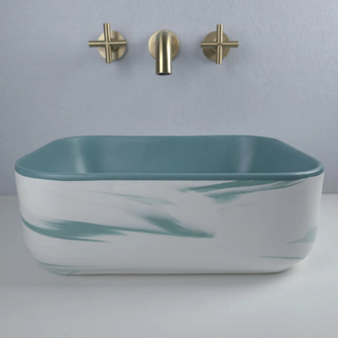 Sage Muted Green Marble Basin - Rectangular - Place & Palette