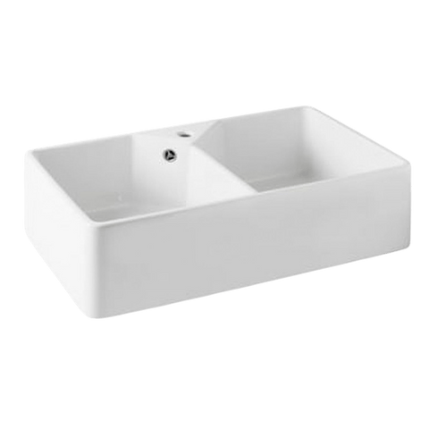 Basins Turner Hastings Chester Double Bowl Fireclay Sink Style: One Taphole Place & Palette