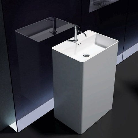 Basins Pietra Bianca Cube Freestanding Basin Colour: Malibu Solid Place & Palette