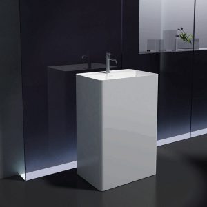 Basins Pietra Bianca Cube Freestanding Basin Colour: Malibu Solid Place & Palette