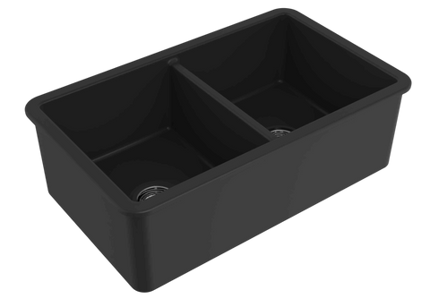 Basins Turner Hastings Cuisine Double Fireclay Sink Size: 81x49 Colour: Matte Black Overflow: With Overflow Place & Palette