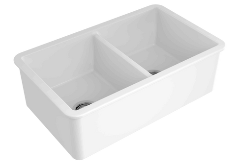 Basins Turner Hastings Cuisine Double Fireclay Sink Size: 81x49 Colour: White Gloss Overflow: With Overflow Place & Palette