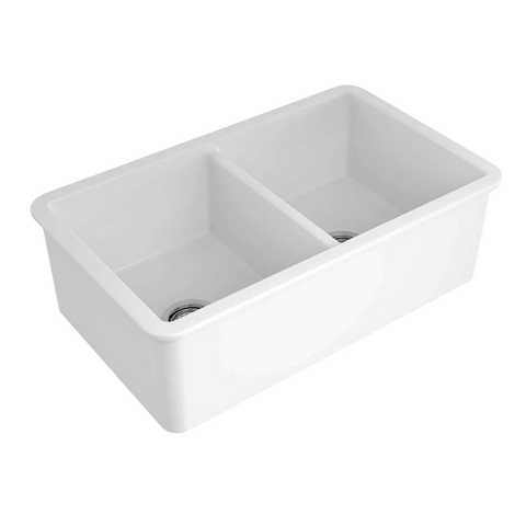 Basins Turner Hastings Cuisine Double Fireclay Sink Size: 85x46 Colour: Gloss White Overflow: With Overflow Place & Palette