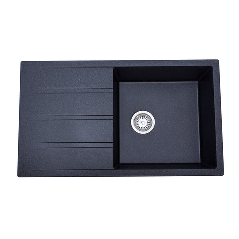 Basins Modern National Dello Single Bowl Granite Sink Colour: Black Graphite Place & Palette