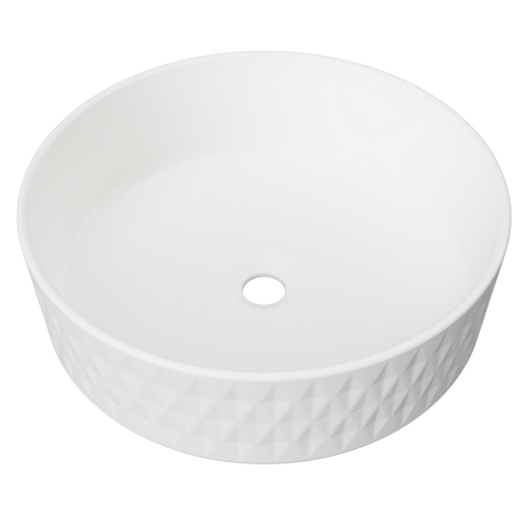 Diamond Ceramic Basin 360mm-Basins-Timberline-White Matte-place-and-palette