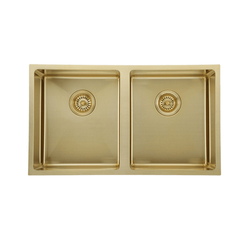 Basins Modern National Double Bowl Sink Colour: Light Gold Size: 26L + 26L - 760 X 440 X 200mm Place & Palette