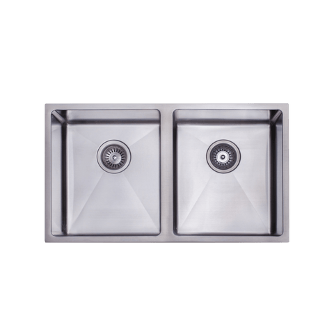 Basins Modern National Double Bowl Sink Colour: Stainless Steel Size: 26L + 26L - 760 X 440 X 200mm Place & Palette