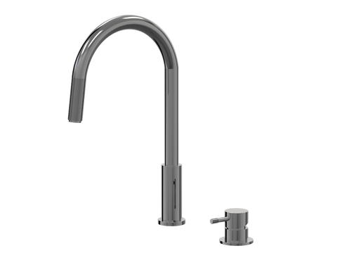 Tapware ParTaps Elm Hob Mixer Pullout Set - Gooseneck Colour: Black Sapphire Place & Palette