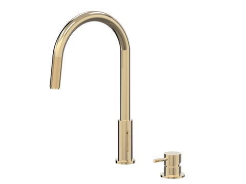 Tapware ParTaps Elm Hob Mixer Pullout Set - Gooseneck Colour: Brass Gold Place & Palette