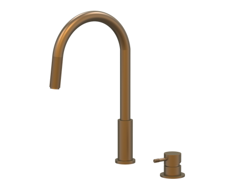 Tapware ParTaps Elm Hob Mixer Pullout Set - Gooseneck Colour: Burnished Place & Palette