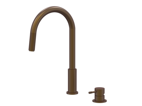 Tapware ParTaps Elm Hob Mixer Pullout Set - Gooseneck Colour: Native Brass Place & Palette