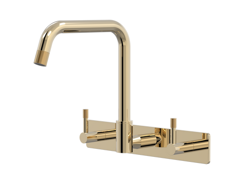 Tapware ParTaps Elm Sink Set Wall Swivel Colour: Brass Gold Style: On Plate Place & Palette