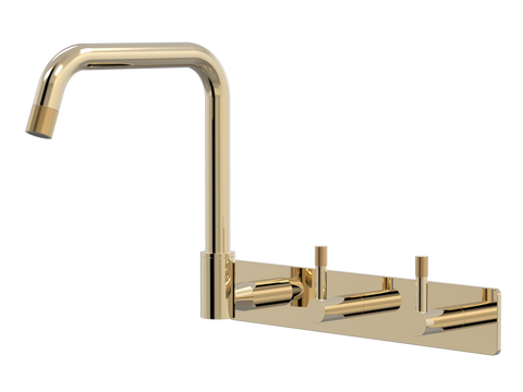 Tapware ParTaps Elm Sink Set Wall Swivel Colour: Brass Gold Style: On Plate - Offset Place & Palette