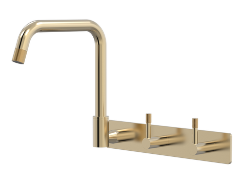 Tapware ParTaps Elm Sink Set Wall Swivel Colour: Brushed Brass Gold Style: On Plate - Offset Place & Palette