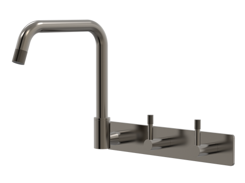 Tapware ParTaps Elm Sink Set Wall Swivel Colour: Brushed Gunmetal Style: On Plate - Offset Place & Palette