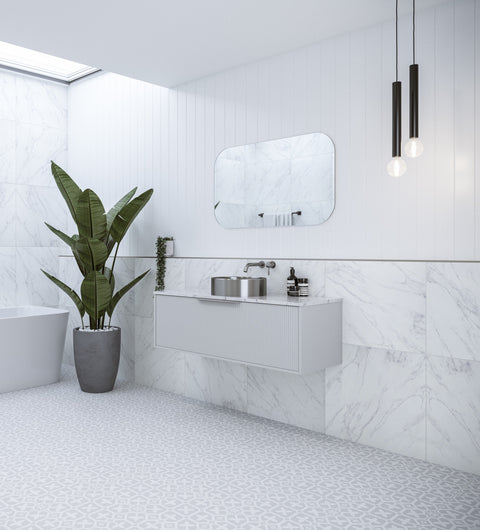 Elwood Wall Hung Vanity with Silksurface Top & White Gloss Above Counter Basin-Vanities-Timberline-place-and-palette