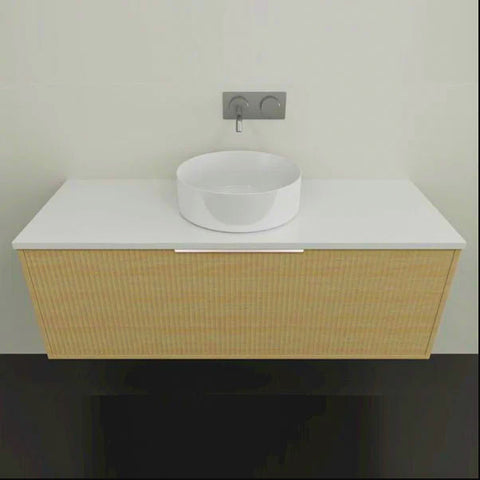 Elwood Wall Hung Vanity with Silksurface Top & White Gloss Above Counter Basin-Vanities-Timberline-L 1200mm Centre Bowl-place-and-palette