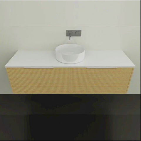 Vanities Timberline Elwood Wall Hung Vanity with Silksurface Top & White Gloss Above Counter Basin Size: L 1500mm Centre Bowl Place & Palette