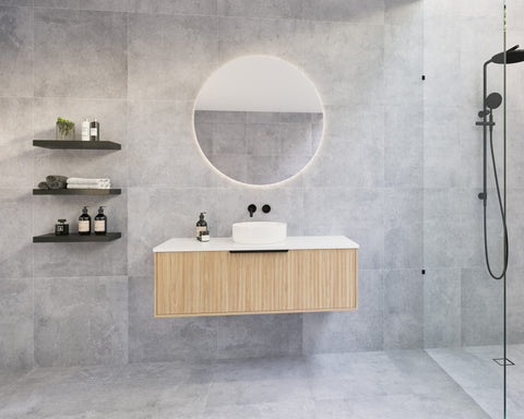 Elwood Wall Hung Vanity with Silksurface Top & White Gloss Above Counter Basin-Vanities-Timberline-place-and-palette