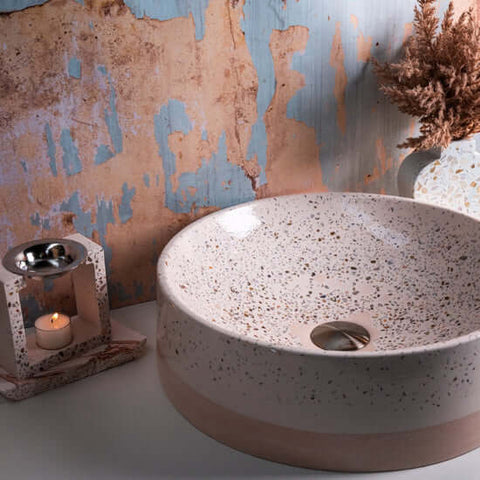 Basins Bramstone Ember Basin - Shell Chip Colour: Neutral Shell Chip Finish: All Over Chips Material: Abalone Shell Chips Place & Palette