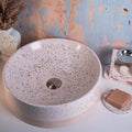 Basins Bramstone Ember Basin - Shell Chip Colour: Neutral Shell Chip and Band in Blush Pink Finish: Chips with Bottom Colour Band Material: Abalone Shell Chips Place & Palette