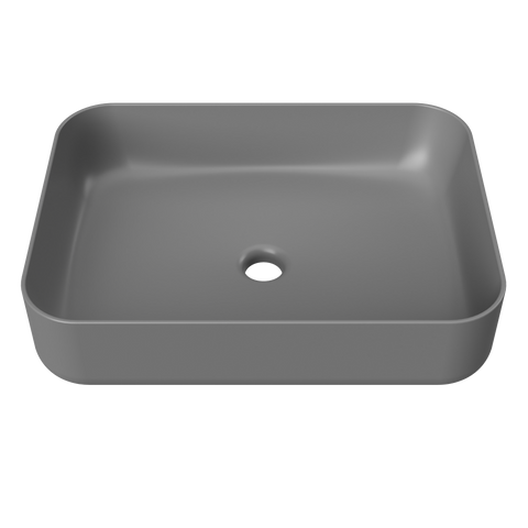 Enchant Ceramic Basin 500mm-Basins-Timberline-Grey Matte-place-and-palette