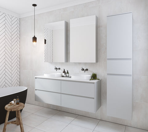 Grange Wall Hung Vanity with Silksurface Top & White Gloss Above Counter Basin-Vanities-Timberline-place-and-palette