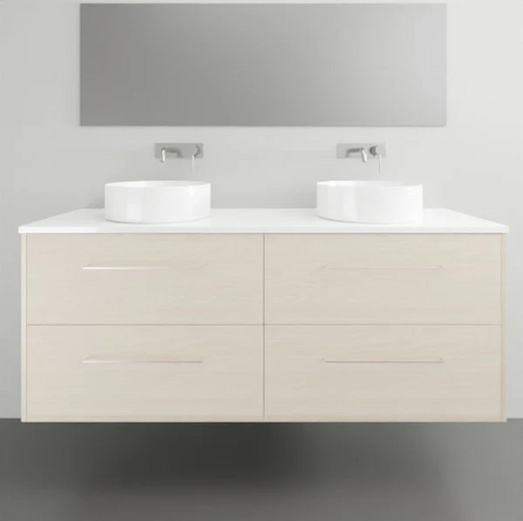 Grange Wall Hung Vanity with Silksurface Top & White Gloss Above Counter Basin-Vanities-Timberline-L 1500mm Double Bowl-place-and-palette