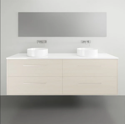 Grange Wall Hung Vanity with Silksurface Top & White Gloss Above Counter Basin-Vanities-Timberline-L 1800mm Double Bowl-place-and-palette