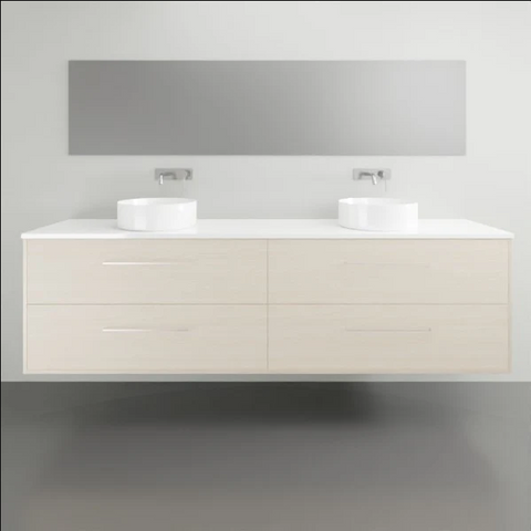 Grange Wall Hung Vanity with Silksurface Top & White Gloss Above Counter Basin-Vanities-Timberline-L 2100mm Double Bowl-place-and-palette