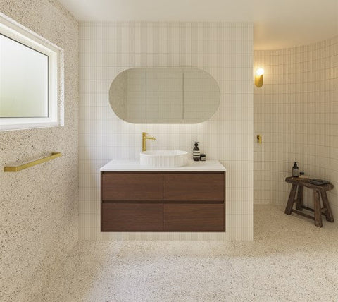 Grange Wall Hung Vanity with Silksurface Top & White Gloss Above Counter Basin-Vanities-Timberline-place-and-palette