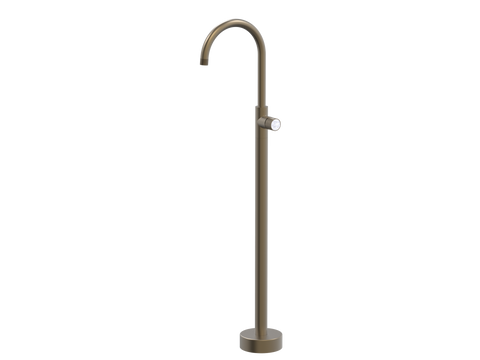 Tapware ParTaps IDK Marble Floor Bath Filler Mixer - Gooseneck Colour: Antique Bronze Insert: Bianco Marble Place & Palette