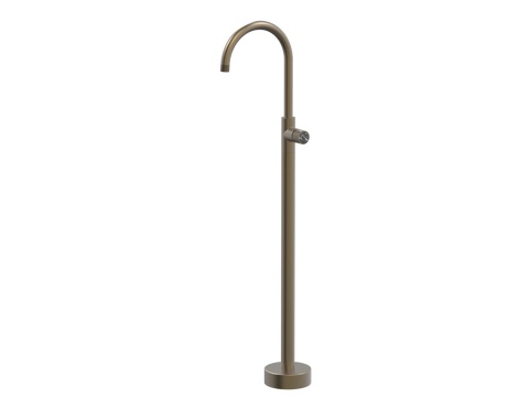 Tapware ParTaps IDK Marble Floor Bath Filler Mixer - Gooseneck Colour: Antique Bronze Insert: Nero Marble Place & Palette