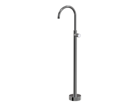 Tapware ParTaps IDK Marble Floor Bath Filler Mixer - Gooseneck Colour: Black Sapphire Insert: Bianco Marble Place & Palette