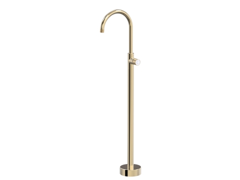 Tapware ParTaps IDK Marble Floor Bath Filler Mixer - Gooseneck Colour: Brass Gold Insert: Bianco Marble Place & Palette