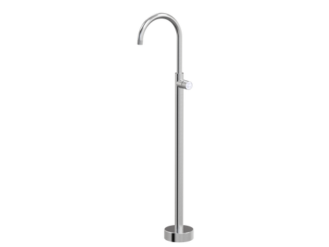 Tapware ParTaps IDK Marble Floor Bath Filler Mixer - Gooseneck Colour: Brushed Chrome Insert: Bianco Marble Place & Palette