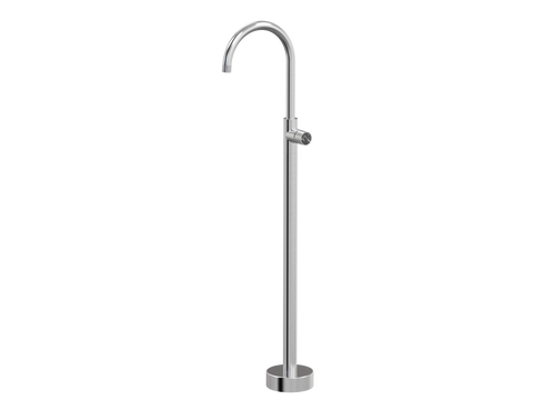 Tapware ParTaps IDK Marble Floor Bath Filler Mixer - Gooseneck Colour: Brushed Chrome Insert: Nero Marble Place & Palette