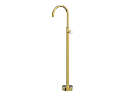 Tapware ParTaps IDK Marble Floor Bath Filler Mixer - Gooseneck Colour: Brushed Gold Insert: Bianco Marble Place & Palette