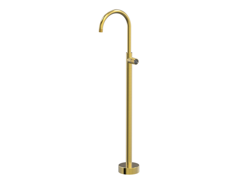 Tapware ParTaps IDK Marble Floor Bath Filler Mixer - Gooseneck Colour: Brushed Gold Insert: Nero Marble Place & Palette