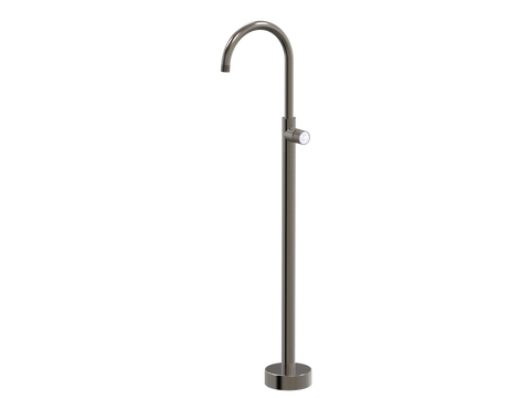 Tapware ParTaps IDK Marble Floor Bath Filler Mixer - Gooseneck Colour: Brushed Gunmetal Insert: Bianco Marble Place & Palette