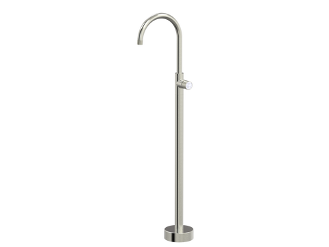 Tapware ParTaps IDK Marble Floor Bath Filler Mixer - Gooseneck Colour: Brushed Nickel Insert: Bianco Marble Place & Palette