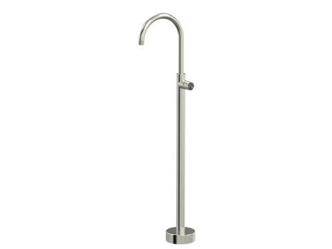 Tapware ParTaps IDK Marble Floor Bath Filler Mixer - Gooseneck Colour: Brushed Nickel Insert: Nero Marble Place & Palette