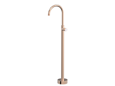 Tapware ParTaps IDK Marble Floor Bath Filler Mixer - Gooseneck Colour: Brushed Rose Gold Insert: Bianco Marble Place & Palette