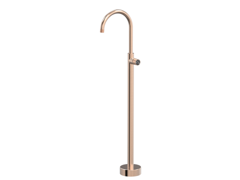 Tapware ParTaps IDK Marble Floor Bath Filler Mixer - Gooseneck Colour: Brushed Rose Gold Insert: Nero Marble Place & Palette