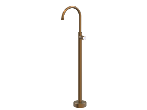 Tapware ParTaps IDK Marble Floor Bath Filler Mixer - Gooseneck Colour: Burnished Insert: Bianco Marble Place & Palette