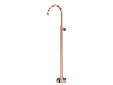 Tapware ParTaps IDK Marble Floor Bath Filler Mixer - Gooseneck Colour: Copper Insert: Nero Marble Place & Palette