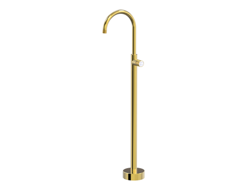 Tapware ParTaps IDK Marble Floor Bath Filler Mixer - Gooseneck Colour: Gold Insert: Bianco Marble Place & Palette