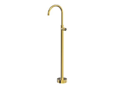 Tapware ParTaps IDK Marble Floor Bath Filler Mixer - Gooseneck Colour: Gold Insert: Nero Marble Place & Palette