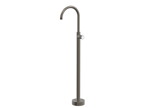 Tapware ParTaps IDK Marble Floor Bath Filler Mixer - Gooseneck Colour: Gunmetal Insert: Bianco Marble Place & Palette